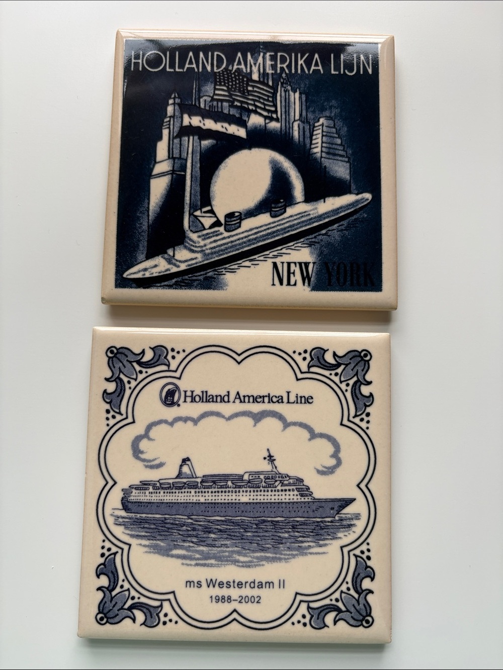 Holland America Line Coasters Delft Tiles Cruise Ship ms Westerdam II & New York